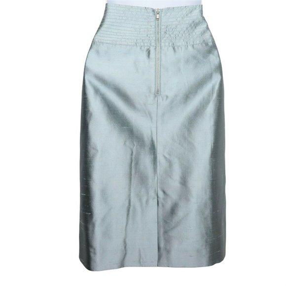 New Eccoci Carlisle Silk Pencil Skirt 6 Powdered Blue Knee Length Lined Academia - Picture 8 of 11